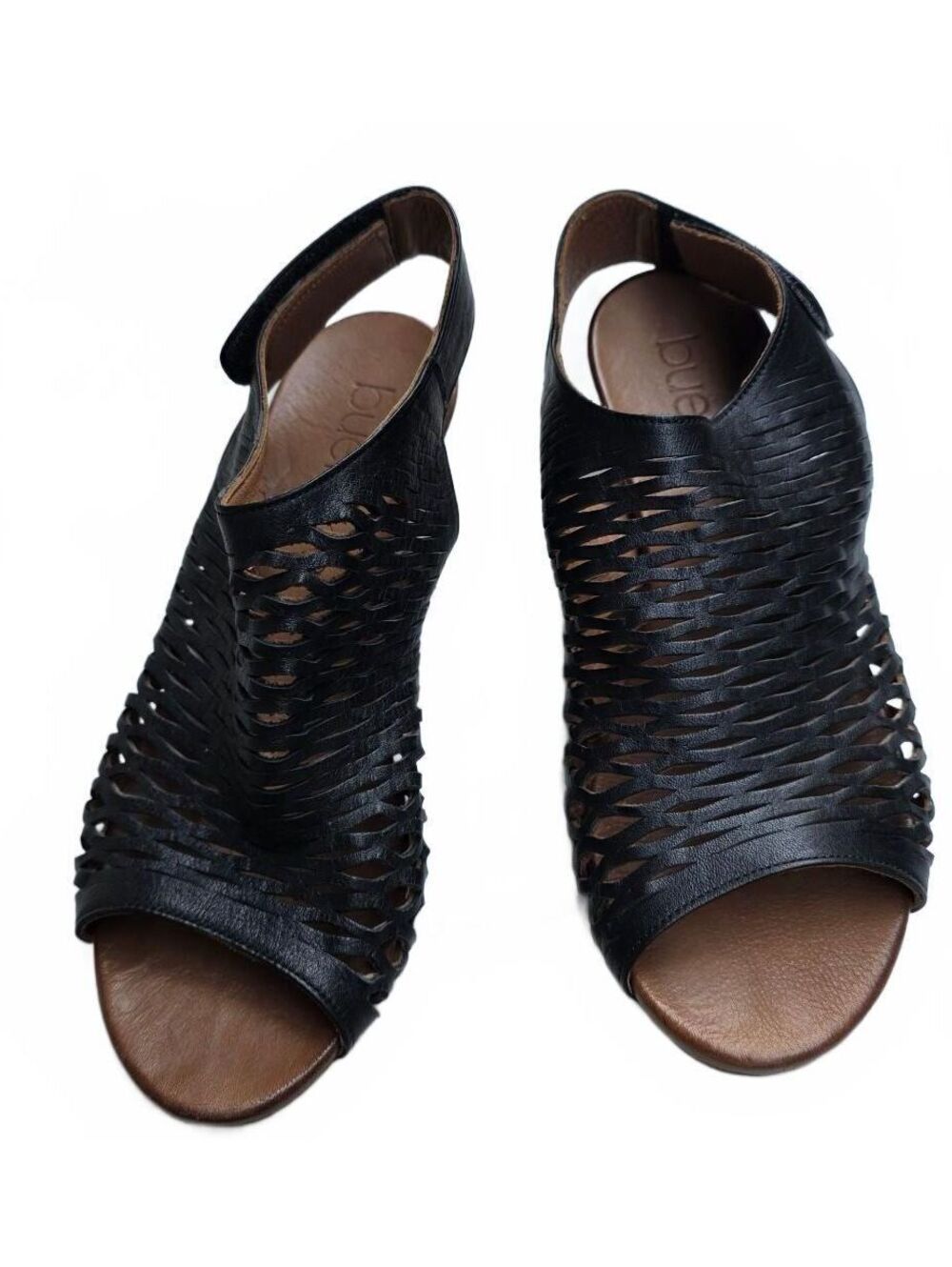 Bueno Lacey Black Leather Laser Cut Slingback Sandals Size 39 US 8.5 - Picture 2 of 12